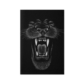Обложка для паспорта матовая кожа с принтом Черная пантера в Екатеринбурге, натуральная матовая кожа | размер 19,3 х 13,7 см; прозрачные пластиковые крепления | big | black | cat | danger | jungle | king | leopard | panter | panther | picture | большая | большой | джунглей | джунгли | зубы | король | кот | кошка | леопард | мелками | опасная | опасный | охотник | пантера | пасть | рисунок | хищник | 