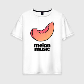 Женская футболка хлопок Oversize с принтом MELON MUSIC в Екатеринбурге, 100% хлопок | свободный крой, круглый ворот, спущенный рукав, длина до линии бедер
 | mayot | melon | music | seemee | yungway | вэй | дыни | майот | мелон | мьюзик | сими | янг | янгвэй