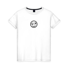 Женская футболка хлопок с принтом SMILE в Екатеринбурге, 100% хлопок | прямой крой, круглый вырез горловины, длина до линии бедер, слегка спущенное плечо | майка | майка смайлик | смайл | смайлик | топ