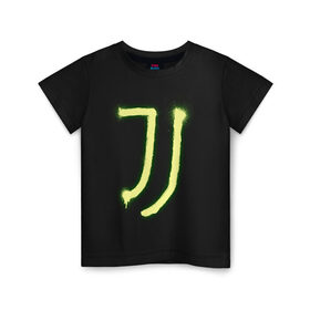Детская футболка хлопок с принтом Juventus | Spray logo (2021) в Екатеринбурге, 100% хлопок | круглый вырез горловины, полуприлегающий силуэт, длина до линии бедер | 0x000000123 | juve | juventus | ronaldo | юве | ювентус