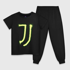 Детская пижама хлопок с принтом Juventus | Spray logo (2021) в Екатеринбурге, 100% хлопок |  брюки и футболка прямого кроя, без карманов, на брюках мягкая резинка на поясе и по низу штанин
 | 0x000000123 | juve | juventus | ronaldo | юве | ювентус
