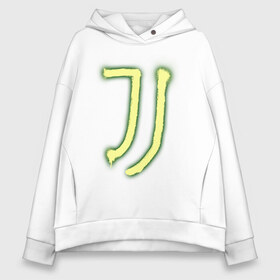 Женское худи Oversize хлопок с принтом Juventus Spray logo (2021) в Екатеринбурге, френч-терри — 70% хлопок, 30% полиэстер. Мягкий теплый начес внутри —100% хлопок | боковые карманы, эластичные манжеты и нижняя кромка, капюшон на магнитной кнопке | 0x000000123 | juve | juventus | ronaldo | юве | ювентус