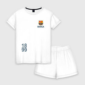 Женская пижама с шортиками хлопок с принтом FC Barcelona | 18/99 (2021) в Екатеринбурге, 100% хлопок | футболка прямого кроя, шорты свободные с широкой мягкой резинкой | 0x000000123 | barca | barcelona | fcb | messi | барса | барселона | месси | фкб