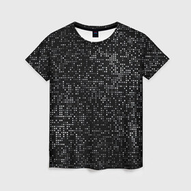 Женская футболка 3D с принтом Блестящие полутона в Екатеринбурге, 100% полиэфир ( синтетическое хлопкоподобное полотно) | прямой крой, круглый вырез горловины, длина до линии бедер | halftone | hi tech | net | nets | pattern | shiny | square | texture | web | битная | биты | блестит | блестящие | в квадратик | в клетку | в клеточку | в сетку | квадратики | квадраты | паттерн | полутона | светятся | светящиеся