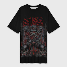 Платье-футболка 3D с принтом Slayer в Екатеринбурге,  |  | kerry king | musical group | repentless | slayer | tom araya | метал | том арайа | трэш