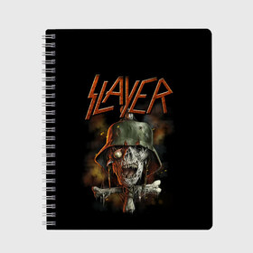 Тетрадь с принтом Slayer в Екатеринбурге, 100% бумага | 48 листов, плотность листов — 60 г/м2, плотность картонной обложки — 250 г/м2. Листы скреплены сбоку удобной пружинной спиралью. Уголки страниц и обложки скругленные. Цвет линий — светло-серый
 | kerry king | musical group | repentless | slayer | tom araya | метал | том арайа | трэш