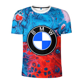 Мужская футболка 3D спортивная с принтом BMW в Екатеринбурге, 100% полиэстер с улучшенными характеристиками | приталенный силуэт, круглая горловина, широкие плечи, сужается к линии бедра | Тематика изображения на принте: bmw | автомобиль | беха | бмв | брызги | дава | логотип | машина | серега | цветные брызги | черный бумер