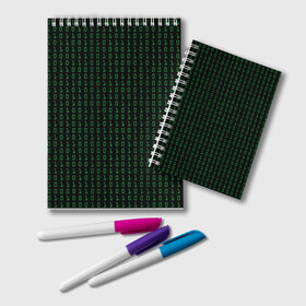 Блокнот с принтом Бинарный код в Екатеринбурге, 100% бумага | 48 листов, плотность листов — 60 г/м2, плотность картонной обложки — 250 г/м2. Листы скреплены удобной пружинной спиралью. Цвет линий — светло-серый
 | 1 и 0 | binary | computer | green | matrix | programming | stream | streaming | system | бинарный | буквы | двоичная | двоичный | единицы | зеленые | код | кода | компьютерный | матрица | нули | поток | программирование | символы
