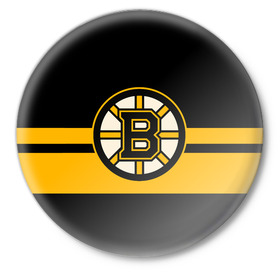 Значок с принтом BOSTON BRUINS NHL в Екатеринбурге,  металл | круглая форма, металлическая застежка в виде булавки | black | boston | bruins | hockey | ice | logo | nhl | sport | usa | бостон | брюинз | логотип | нхл | спорт | хоккей