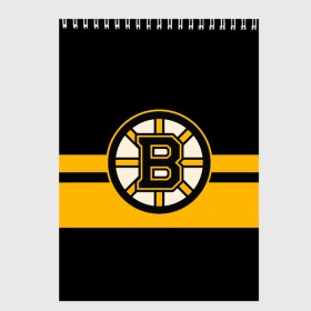 Скетчбук с принтом BOSTON BRUINS NHL в Екатеринбурге, 100% бумага
 | 48 листов, плотность листов — 100 г/м2, плотность картонной обложки — 250 г/м2. Листы скреплены сверху удобной пружинной спиралью | Тематика изображения на принте: black | boston | bruins | hockey | ice | logo | nhl | sport | usa | бостон | брюинз | логотип | нхл | спорт | хоккей