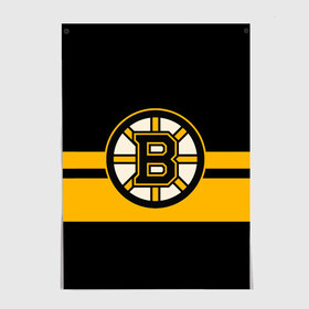 Постер с принтом BOSTON BRUINS NHL в Екатеринбурге, 100% бумага
 | бумага, плотность 150 мг. Матовая, но за счет высокого коэффициента гладкости имеет небольшой блеск и дает на свету блики, но в отличии от глянцевой бумаги не покрыта лаком | black | boston | bruins | hockey | ice | logo | nhl | sport | usa | бостон | брюинз | логотип | нхл | спорт | хоккей