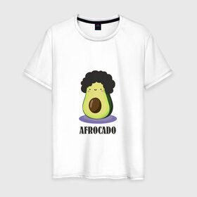 Мужская футболка хлопок с принтом Авокадик в Екатеринбурге, 100% хлопок | прямой крой, круглый вырез горловины, длина до линии бедер, слегка спущенное плечо. | авокадик | авокадо | афрокадо.
