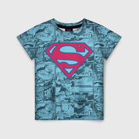 Детская футболка 3D с принтом Man of steel в Екатеринбурге, 100% гипоаллергенный полиэфир | прямой крой, круглый вырез горловины, длина до линии бедер, чуть спущенное плечо, ткань немного тянется | Тематика изображения на принте: man | steel | superman | vdzajul | супермен | супермэн