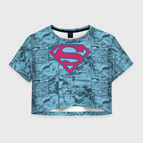 Женская футболка Crop-top 3D с принтом Man of steel в Екатеринбурге, 100% полиэстер | круглая горловина, длина футболки до линии талии, рукава с отворотами | man | steel | superman | vdzajul | супермен | супермэн
