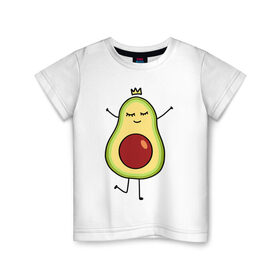 Детская футболка хлопок с принтом Милое авокадо в Екатеринбурге, 100% хлопок | круглый вырез горловины, полуприлегающий силуэт, длина до линии бедер | авокадо | милое