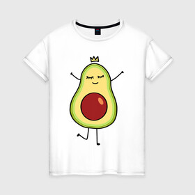 Женская футболка хлопок с принтом Милое авокадо в Екатеринбурге, 100% хлопок | прямой крой, круглый вырез горловины, длина до линии бедер, слегка спущенное плечо | авокадо | милое