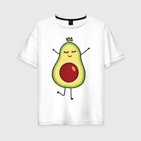 Женская футболка хлопок Oversize с принтом Милое авокадо в Екатеринбурге, 100% хлопок | свободный крой, круглый ворот, спущенный рукав, длина до линии бедер
 | авокадо | милое