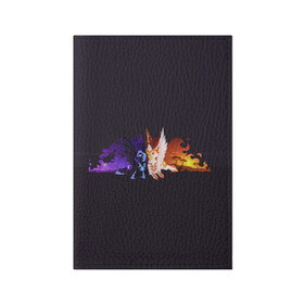 Обложка для паспорта матовая кожа с принтом День и ночь в Екатеринбурге, натуральная матовая кожа | размер 19,3 х 13,7 см; прозрачные пластиковые крепления | Тематика изображения на принте: nightmare moon | арт | день | звёзды | ночь | огонь | пламя | рисунок