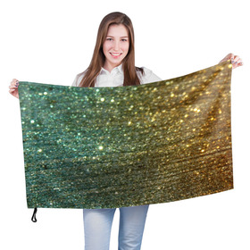Флаг 3D с принтом Бирюзовый блеск в Екатеринбурге, 100% полиэстер | плотность ткани — 95 г/м2, размер — 67 х 109 см. Принт наносится с одной стороны | Тематика изображения на принте: бирюзовый | блеск | блестящая пыль | зелёный | стразы