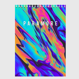 Скетчбук с принтом PARAMORE в Екатеринбурге, 100% бумага
 | 48 листов, плотность листов — 100 г/м2, плотность картонной обложки — 250 г/м2. Листы скреплены сверху удобной пружинной спиралью | Тематика изображения на принте: paramore | rock | twilight | парамор | рок | сумерки | хейли уильямс