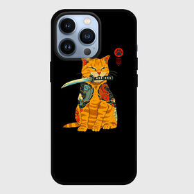 Чехол для iPhone 13 Pro с принтом Котик в Екатеринбурге,  |  | Тематика изображения на принте: животное | зверь | катана | кот | котейка | котик | котэ | лайки | лапка | мем | мемы | милый кот | мяу | неон | нож | отпечаток | след