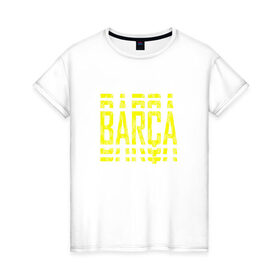 Женская футболка хлопок с принтом FC Barcelona | BARCA (2021) в Екатеринбурге, 100% хлопок | прямой крой, круглый вырез горловины, длина до линии бедер, слегка спущенное плечо | 0x000000123 | barca | barcelona | fcb | messi | барса | барселона | фкб