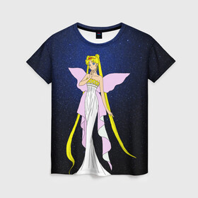 Женская футболка 3D с принтом Принцесса Серенити в Екатеринбурге, 100% полиэфир ( синтетическое хлопкоподобное полотно) | прямой крой, круглый вырез горловины, длина до линии бедер | bunny | luna | princess | sailormoon | serenity | stars | tsukino | usagi | wings | ангел | девушка | детские | звездная | звезды | королева | корона | космические | крылья | луна | любовь | малышка | радуга | сейлормун | токио | усаги