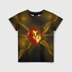 Детская футболка 3D с принтом King Lion в Екатеринбурге, 100% гипоаллергенный полиэфир | прямой крой, круглый вырез горловины, длина до линии бедер, чуть спущенное плечо, ткань немного тянется | king | lion | trand | король | лев | потерялся