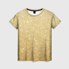 Женская футболка 3D с принтом Золотой песок в Екатеринбурге, 100% полиэфир ( синтетическое хлопкоподобное полотно) | прямой крой, круглый вырез горловины, длина до линии бедер | блеск | блёстки | золото | песок | розовое золото | розовый | сияние | стразы