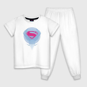 Детская пижама хлопок с принтом Superman в Екатеринбурге, 100% хлопок |  брюки и футболка прямого кроя, без карманов, на брюках мягкая резинка на поясе и по низу штанин
 | Тематика изображения на принте: justice league movie (2017) | superman | vdpartat | знак | лига справедливости | логотип | супермен