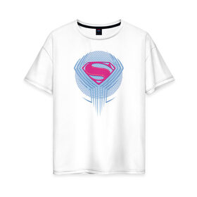 Женская футболка хлопок Oversize с принтом Superman в Екатеринбурге, 100% хлопок | свободный крой, круглый ворот, спущенный рукав, длина до линии бедер
 | justice league movie (2017) | superman | vdpartat | знак | лига справедливости | логотип | супермен
