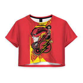 Женская футболка Crop-top 3D с принтом The Flash в Екатеринбурге, 100% полиэстер | круглая горловина, длина футболки до линии талии, рукава с отворотами | flash | justice league movie | vdpartat | лига справедливости | супер герои | флеш