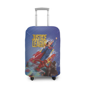 Чехол для чемодана 3D с принтом Justice League в Екатеринбурге, 86% полиэфир, 14% спандекс | двустороннее нанесение принта, прорези для ручек и колес | batman | flesh | justice league movie | superman | vdpartat | бетмен | лига справедливости | супермен | флеш