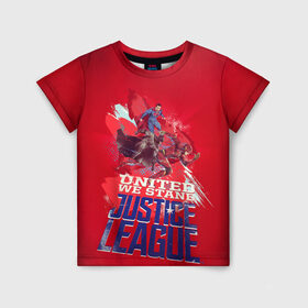 Детская футболка 3D с принтом Justice League в Екатеринбурге, 100% гипоаллергенный полиэфир | прямой крой, круглый вырез горловины, длина до линии бедер, чуть спущенное плечо, ткань немного тянется | batman | flesh | justice league movie | superman | vdpartat | бетмен | лига справедливости | супермен | флеш