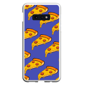 Чехол для Samsung S10E с принтом Кусочки пиццы в Екатеринбурге, Силикон | Область печати: задняя сторона чехла, без боковых панелей | pizza | колбаски | кусочки пиццы | паперонни | пицца | сырная пицца