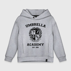 Детское худи Oversize хлопок с принтом The Umbrella Academy в Екатеринбурге, френч-терри — 70% хлопок, 30% полиэстер. Мягкий теплый начес внутри —100% хлопок | боковые карманы, эластичные манжеты и нижняя кромка, капюшон на магнитной кнопке | the umbrella academy | umbrella | академия амбрелла | амбрелла | герб | зонтик