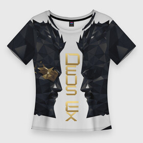 Женская футболка 3D Slim с принтом Deus Ex в Екатеринбурге,  |  | adam jensen | cyberpunk | deus ex | eidos montreal | games | human revolution | low poly | mankind divided | square enix | адам дженсен | бог из | игры | киберпанк