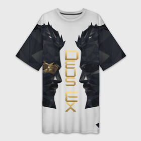 Платье-футболка 3D с принтом Deus Ex в Екатеринбурге,  |  | adam jensen | cyberpunk | deus ex | eidos montreal | games | human revolution | low poly | mankind divided | square enix | адам дженсен | бог из | игры | киберпанк