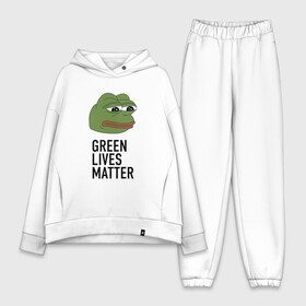 Женский костюм хлопок Oversize с принтом Green Lives Matter в Екатеринбурге,  |  | black lives matter | blacklivesmatter | pepe | pepe frog | лягушка пепе | пепе | пеппе