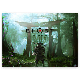 Поздравительная открытка с принтом Ghost of Tsushima в Екатеринбурге, 100% бумага | плотность бумаги 280 г/м2, матовая, на обратной стороне линовка и место для марки
 | Тематика изображения на принте: games | ghost of tsushima | ronin | samurai | игры | призрак цусимы | ронин | самурай