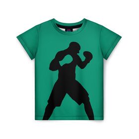 Детская футболка 3D с принтом Боксер в Екатеринбурге, 100% гипоаллергенный полиэфир | прямой крой, круглый вырез горловины, длина до линии бедер, чуть спущенное плечо, ткань немного тянется | ufc | бег | бокс | гантели | груша | кикбоксинг | ринг | спорт | удар | физкультура