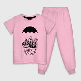 Детская пижама хлопок с принтом Академия Амбрелла в Екатеринбурге, 100% хлопок |  брюки и футболка прямого кроя, без карманов, на брюках мягкая резинка на поясе и по низу штанин
 | the umbrella academy | umbrella | академия амбрелла | амбрелла | герб | зонтик