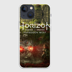 Чехол для iPhone 13 mini с принтом Horizon Forbidden West в Екатеринбурге,  |  | aloy | guerrilla games | horizon forbidden west | hunt | zero dawn | горизонт | запретный запад | игры | нулевой рассвет | охота | элой