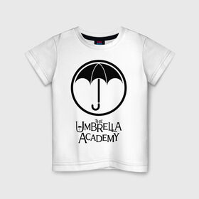 Детская футболка хлопок с принтом Академия Амбрелла в Екатеринбурге, 100% хлопок | круглый вырез горловины, полуприлегающий силуэт, длина до линии бедер | the umbrella academy | umbrella | академия амбрелла | амбрелла | герб | зонтик