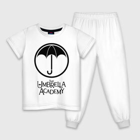 Детская пижама хлопок с принтом Академия Амбрелла в Екатеринбурге, 100% хлопок |  брюки и футболка прямого кроя, без карманов, на брюках мягкая резинка на поясе и по низу штанин
 | the umbrella academy | umbrella | академия амбрелла | амбрелла | герб | зонтик