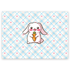 Поздравительная открытка с принтом Милый зайка в Екатеринбурге, 100% бумага | плотность бумаги 280 г/м2, матовая, на обратной стороне линовка и место для марки
 | веган | вегетарианец | животное | зайцы | зайчик | зайчонок | заяц | кролик | кроль | крольчонок | овощи | пушистик