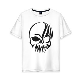 Женская футболка хлопок Oversize с принтом череп в Екатеринбурге, 100% хлопок | свободный крой, круглый ворот, спущенный рукав, длина до линии бедер
 | белый | кости | мертвец | череп | черный