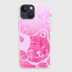 Чехол для iPhone 13 mini с принтом Розовый кот в Екатеринбурге,  |  | животное | кот | кошка | нежность | розовый