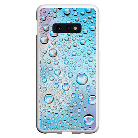 Чехол для Samsung S10E с принтом Капли голубой роса стекло вода в Екатеринбурге, Силикон | Область печати: задняя сторона чехла, без боковых панелей | Тематика изображения на принте: вода | градиент | для всех | дождь | капли | летний | на каждый день | обычный | окно | поверхность | повседневный | размытость | роса | стекло