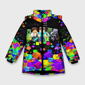 Зимняя куртка для девочек 3D с принтом Minecraft Майнкрафт в Екатеринбурге, ткань верха — 100% полиэстер; подклад — 100% полиэстер, утеплитель — 100% полиэстер. | длина ниже бедра, удлиненная спинка, воротник стойка и отстегивающийся капюшон. Есть боковые карманы с листочкой на кнопках, утяжки по низу изделия и внутренний карман на молнии. 

Предусмотрены светоотражающий принт на спинке, радужный светоотражающий элемент на пуллере молнии и на резинке для утяжки. | craft | creeper | game | mine | minecraft | pixel | roblox | блоки | грифер | игры | квадраты | компьютерная игра | крипер | маинкрафт | майн | майнкравт | майнкрафт | маркус перссон | пиксель | роблокс | шахта